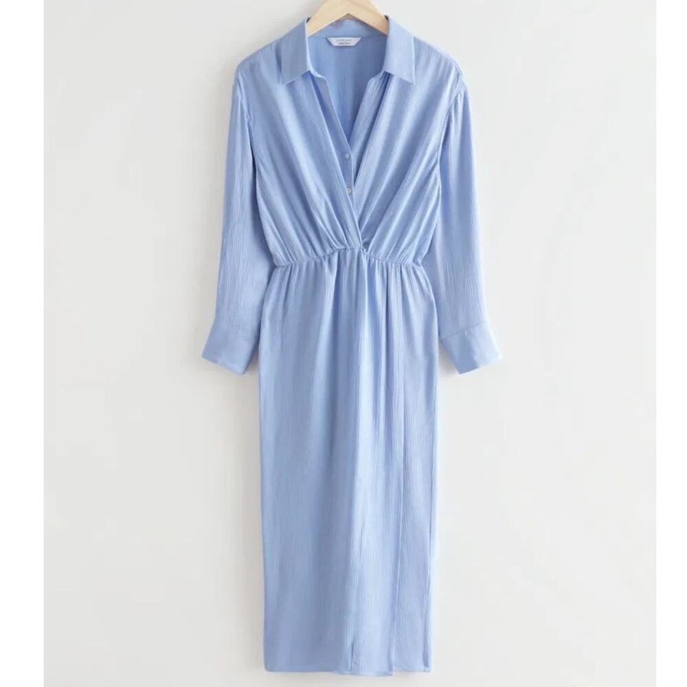 & Other Stories Los Angeles Atelier Collared Twist Detail Midi Dress